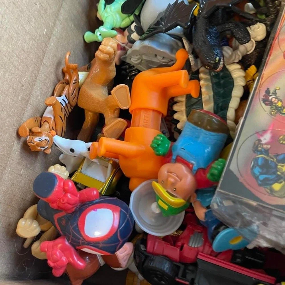 Box lot of vintage and modern toys